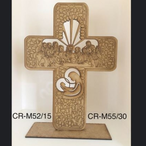 Wood Craft Cross Last Supper Christian Decoration - Picture 1 of 1